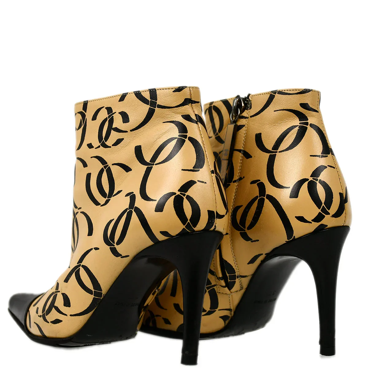 Chanel * Beige Bicolor Short Boots Shoes #35 1/2C - Image 3