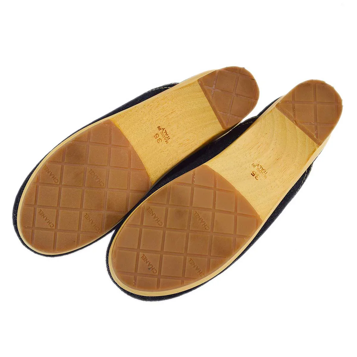 Chanel Navy Denim Sabot Sandals Shoes #35 - Image 3