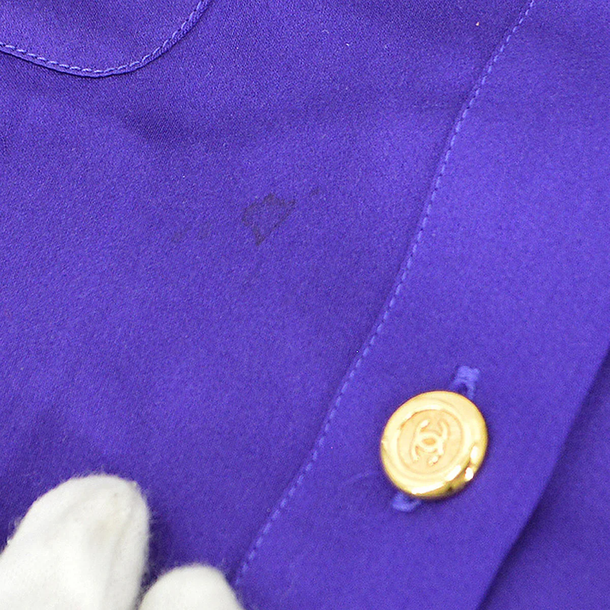 Chanel 1991 logo-buttons collarless silk shirt #38 - Image 6
