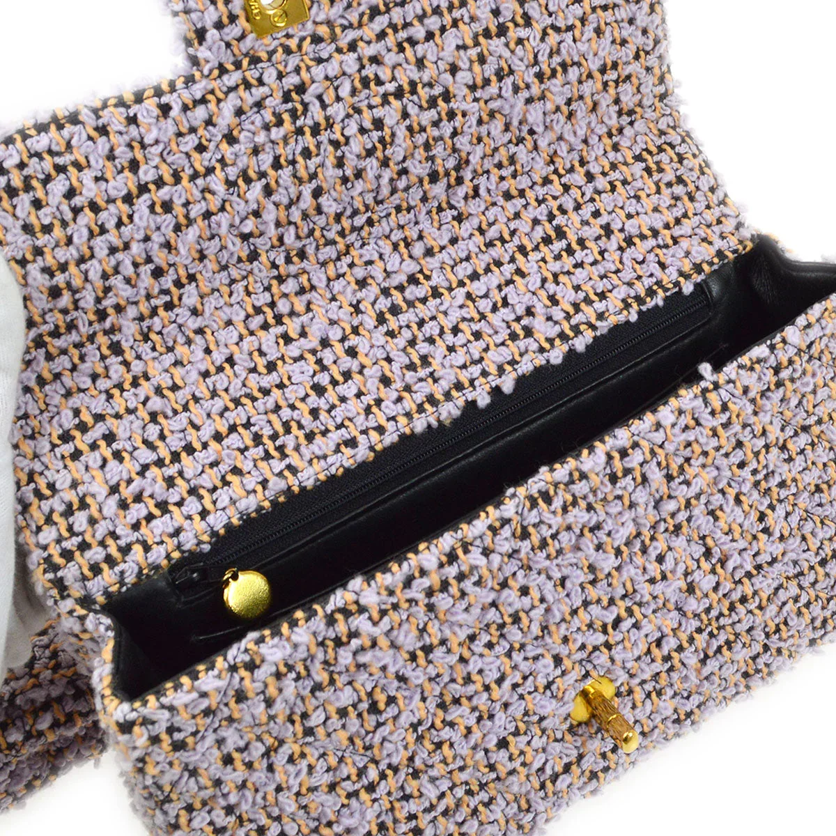 Chanel * 1994 Classic Flap Handbag Set Purple Tweed - Image 6